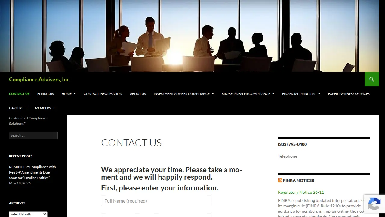 Compliance Advisers Inc page