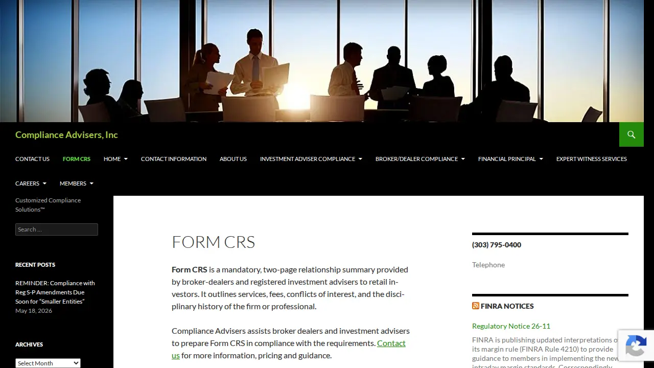 Compliance Advisers Inc page