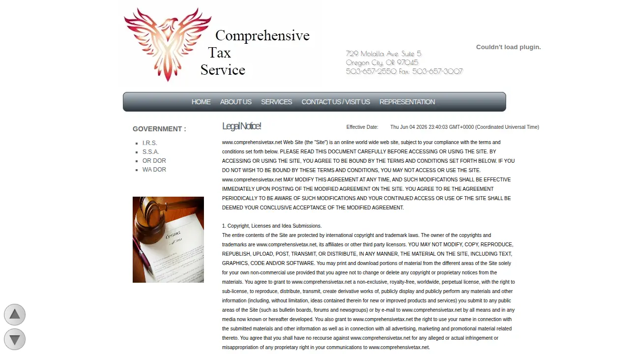 Comprehensive Tax Service page