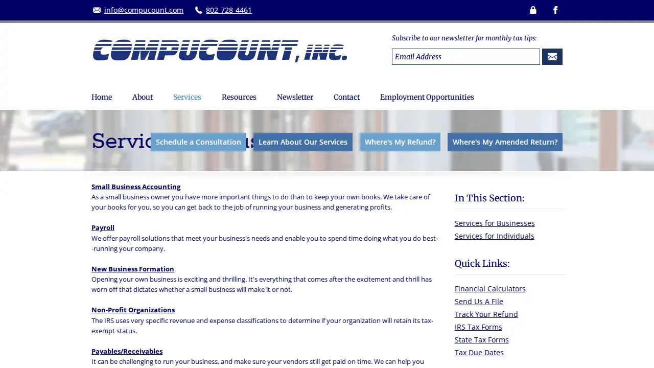 Compucount Inc. page