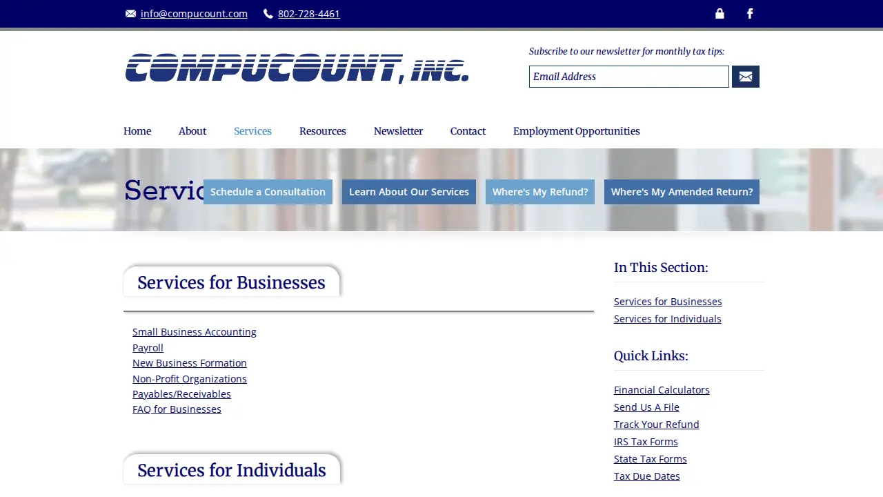 Compucount Inc. page