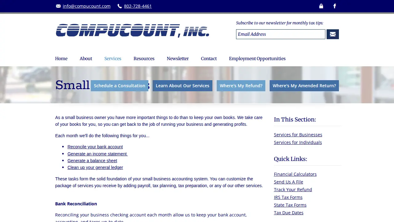 Compucount Inc. page