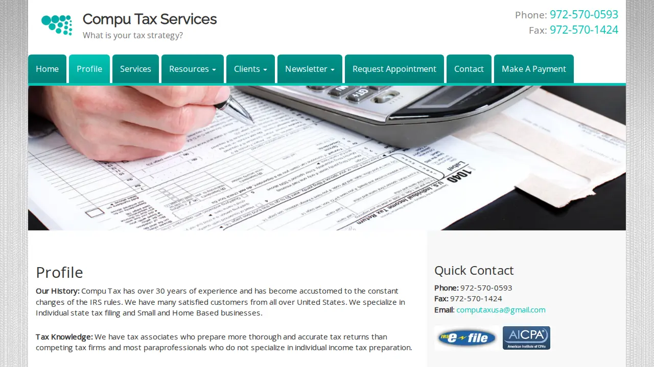 Compu Tax Services page