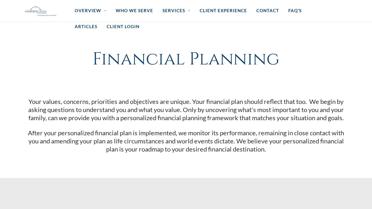 Conexus Capital Management page
