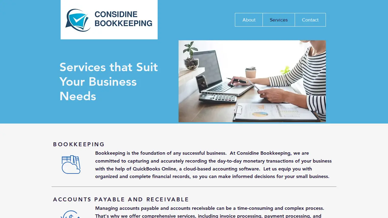 Considine Bookkeeping page