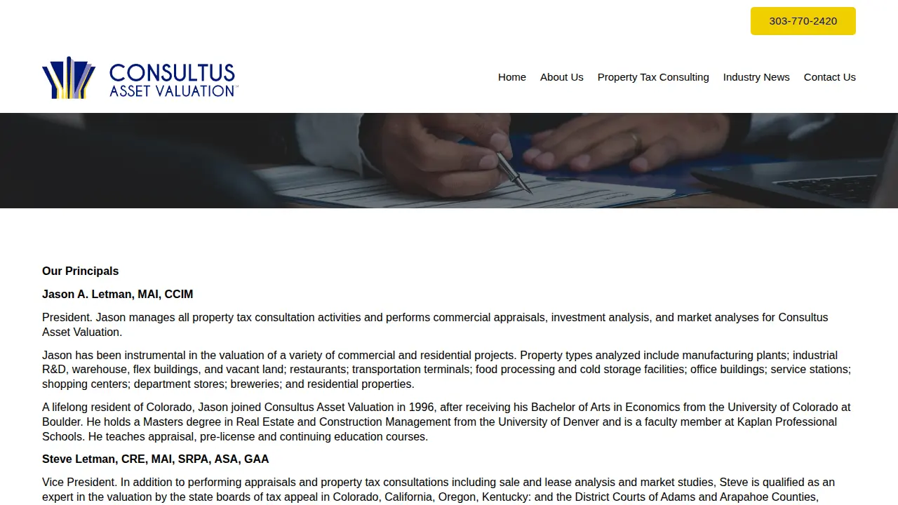 Consultus Asset Valuation page