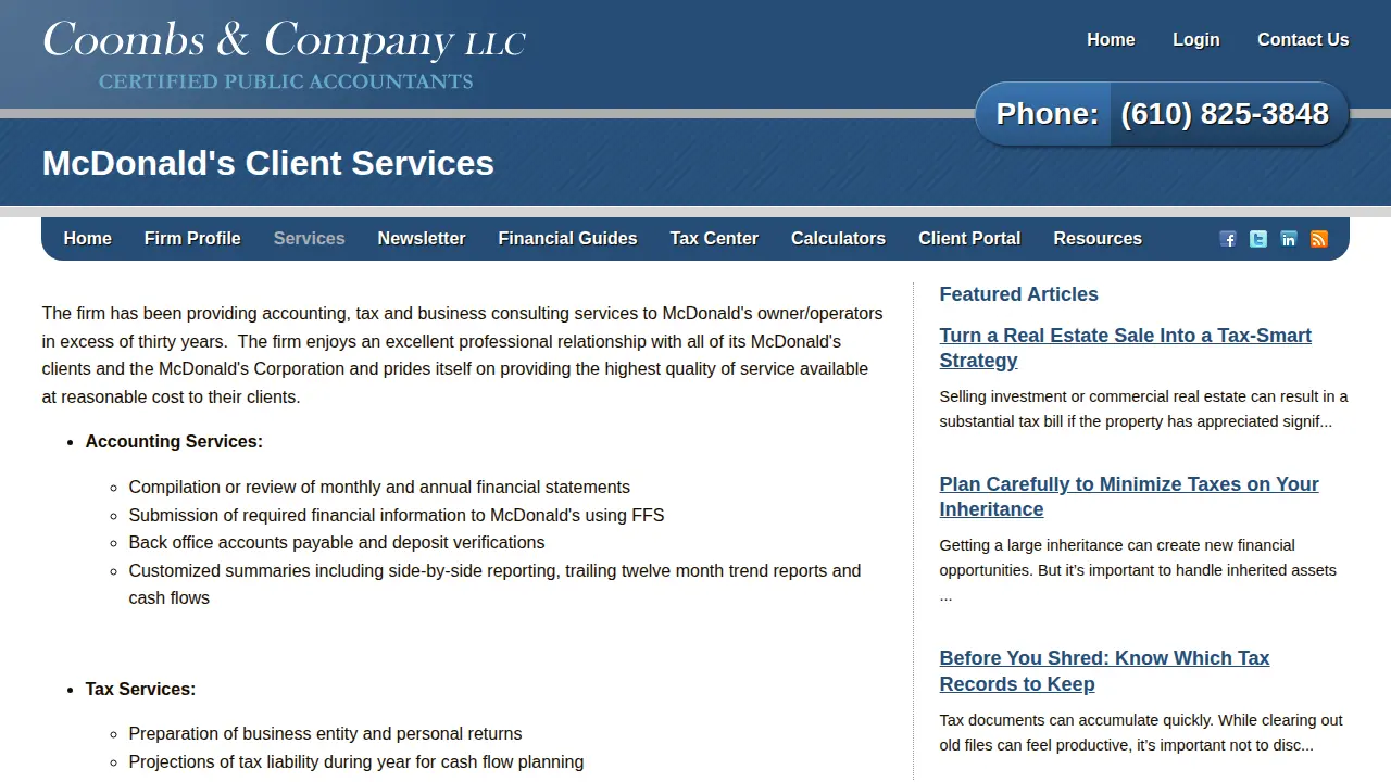 Coombs Lonnie a CPA page