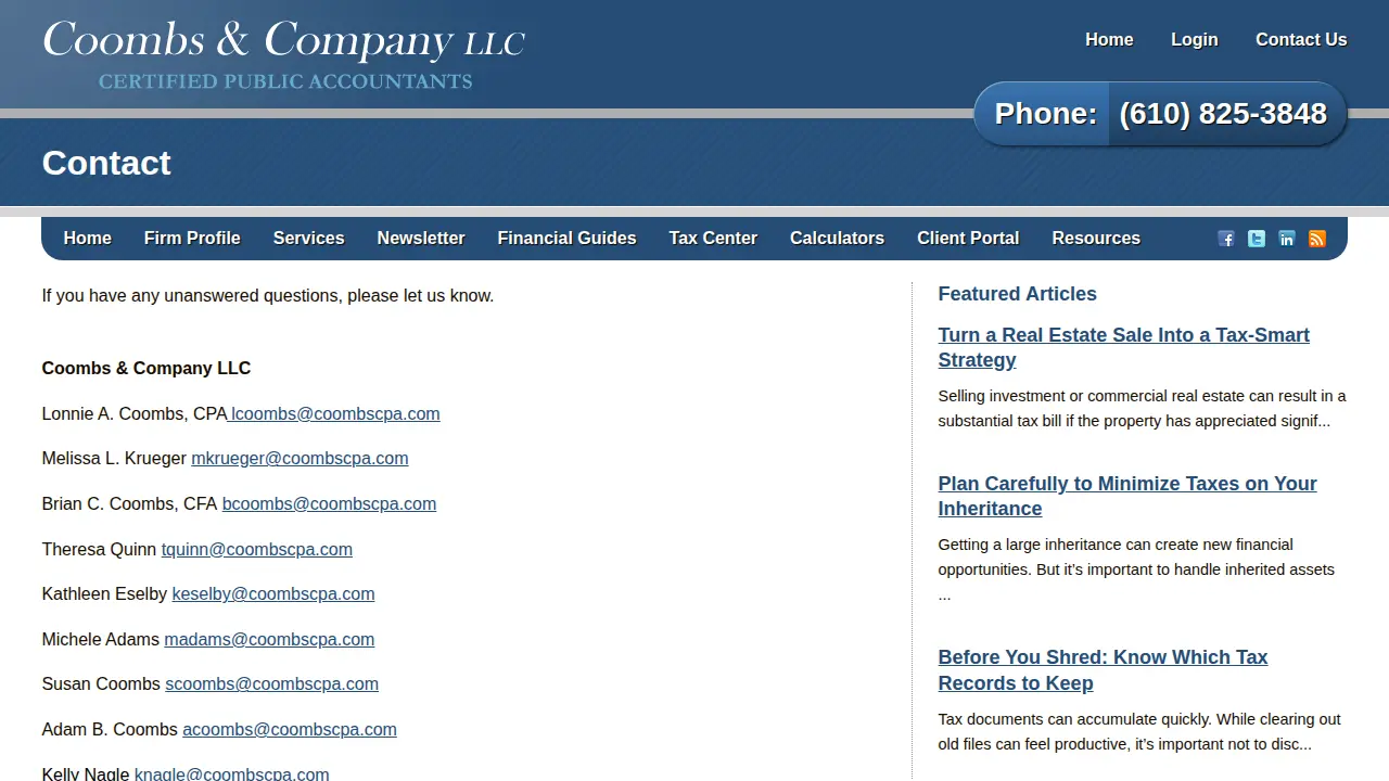 Coombs Lonnie a CPA page