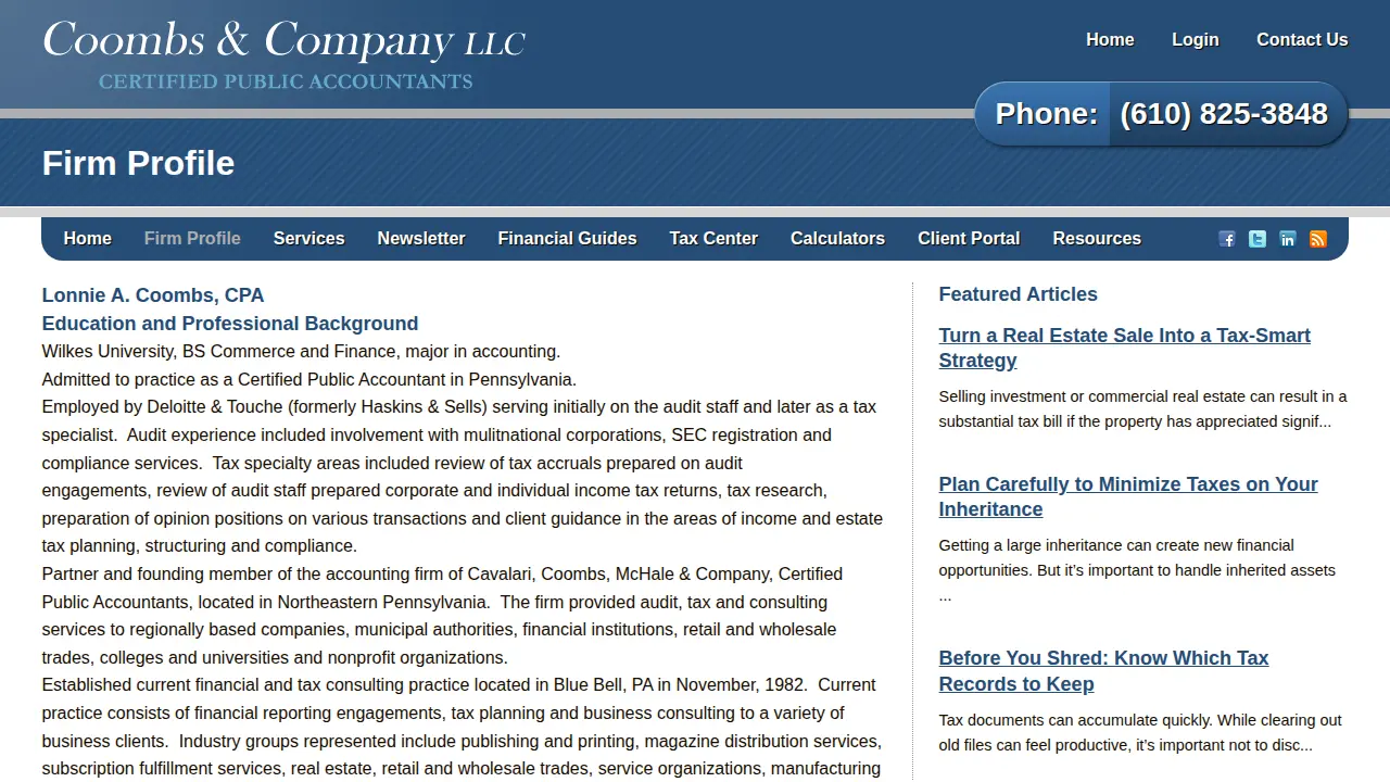 Coombs Lonnie a CPA page