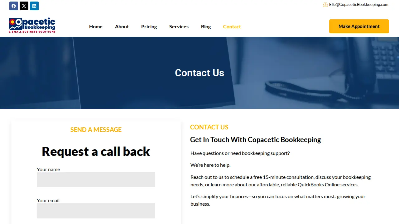 Copacetic Bookkeeping LLC page