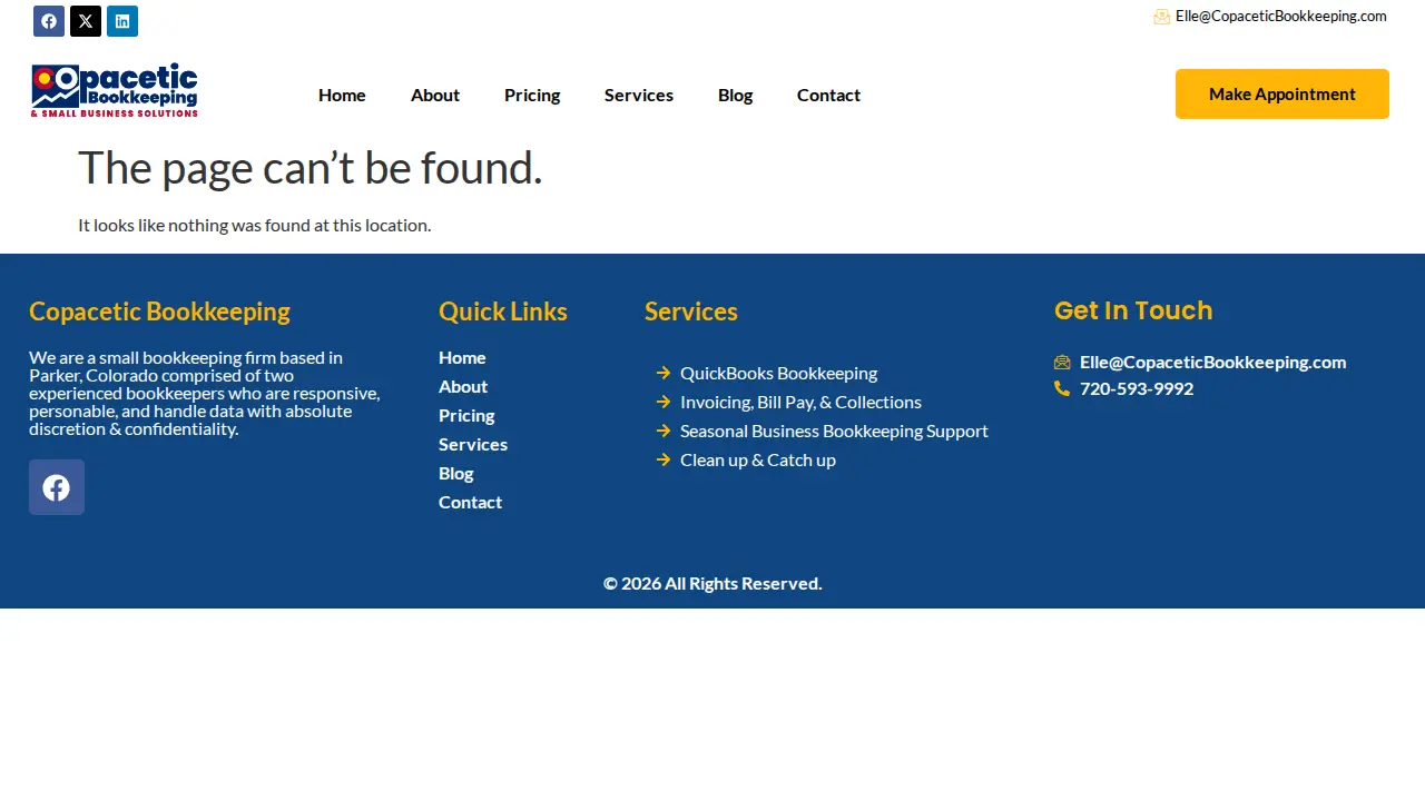 Copacetic Bookkeeping LLC page