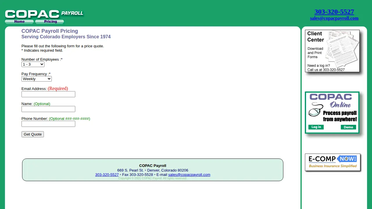 COPAC Payroll page