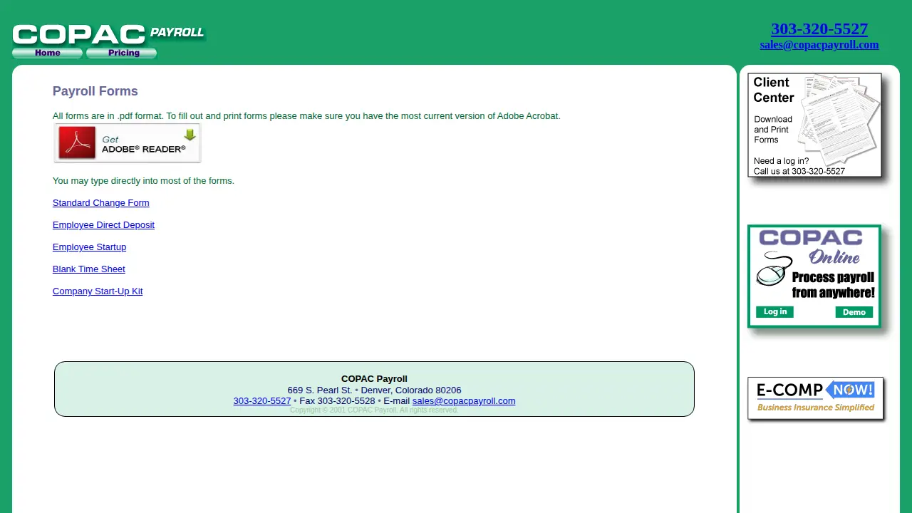 COPAC Payroll page