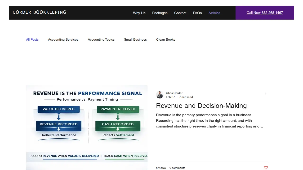 Corder Bookkeeping page