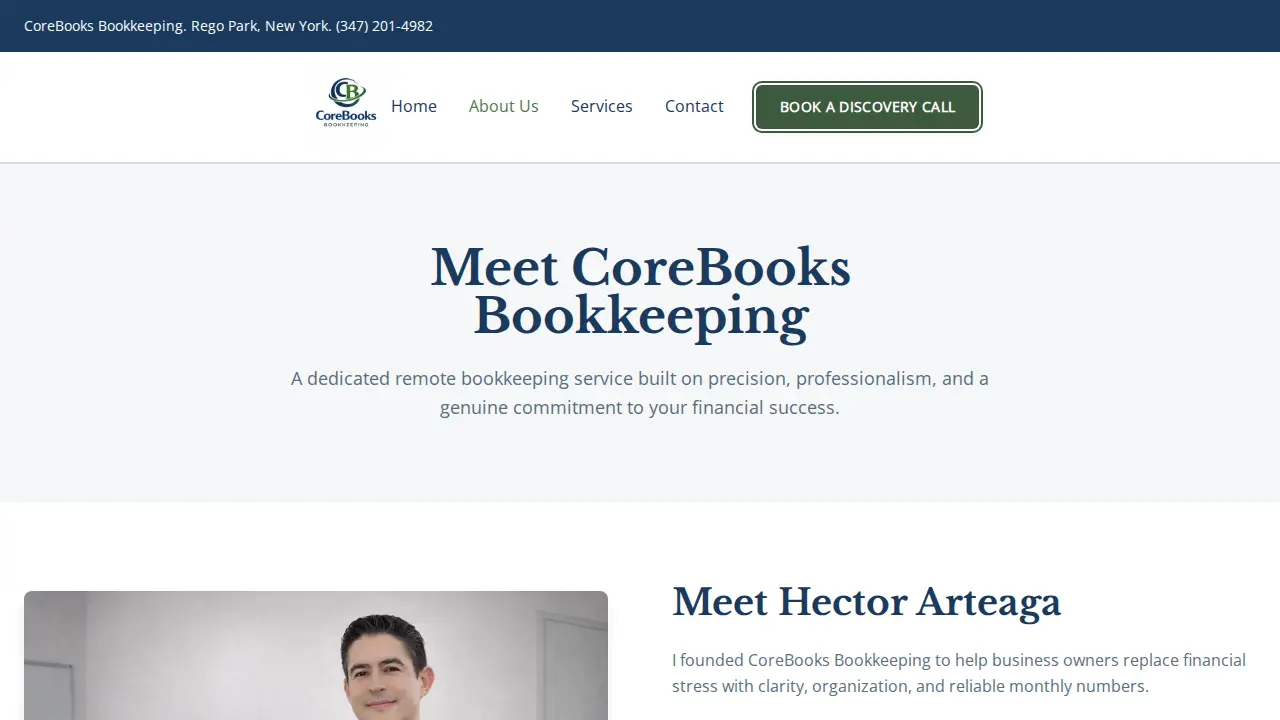 CoreBooks Bookkeeping page