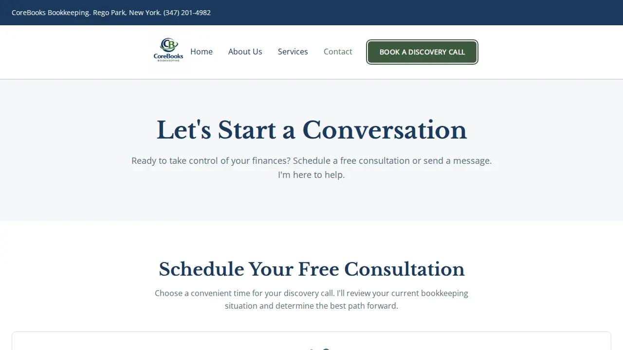 CoreBooks Bookkeeping page