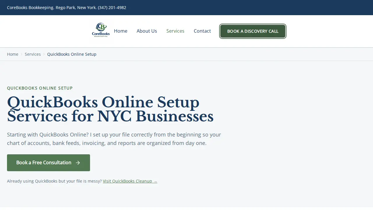 CoreBooks Bookkeeping page