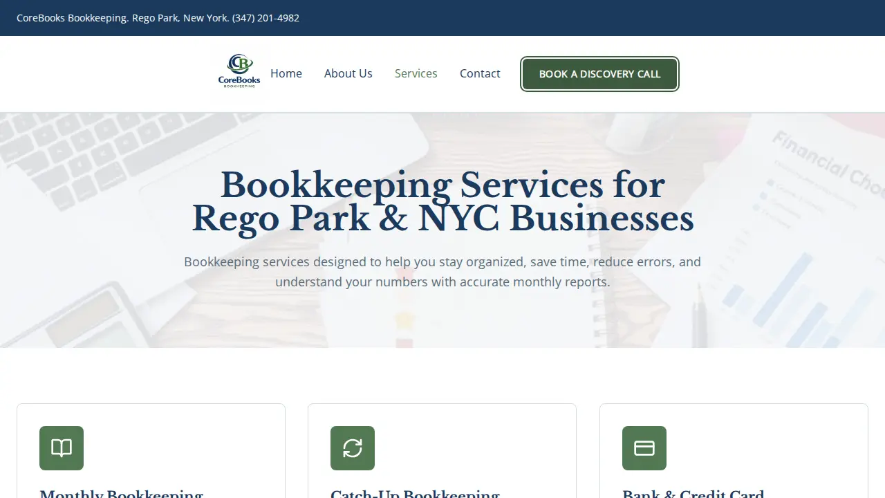 CoreBooks Bookkeeping page