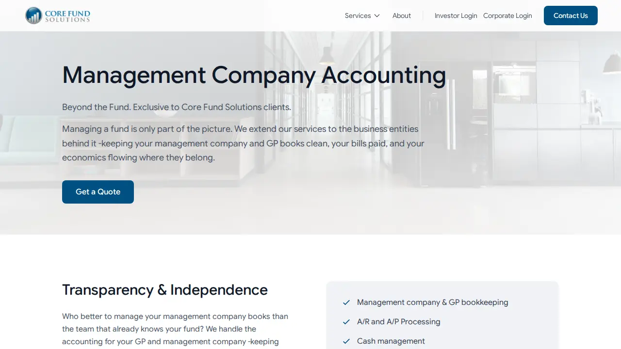 Core Fund Solutions page