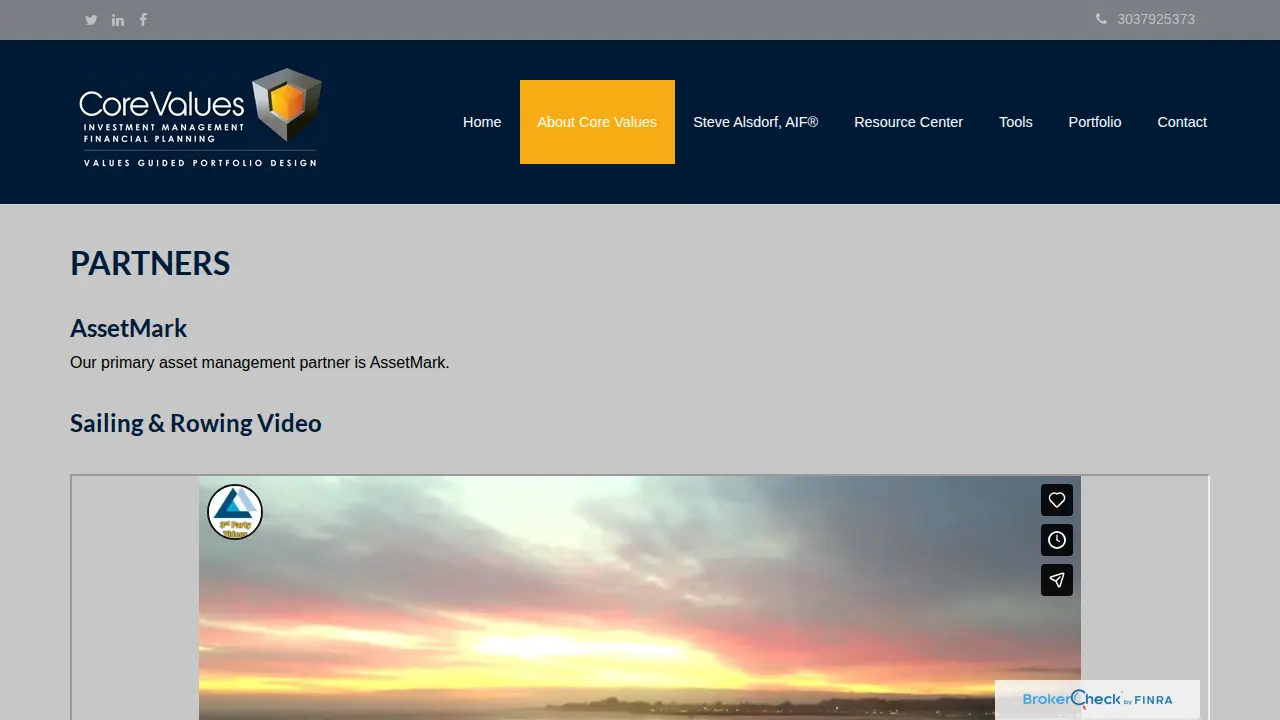 Core Values Investment Management page