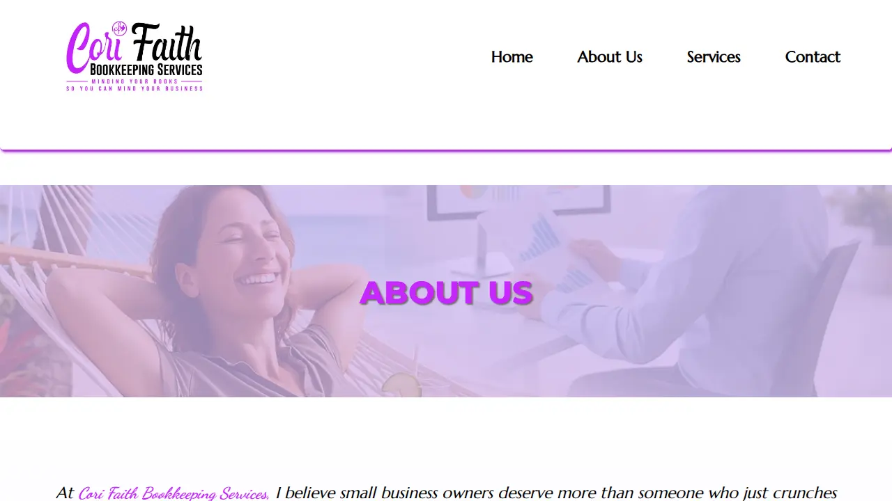 Cori Faith Bookkeeping Services page