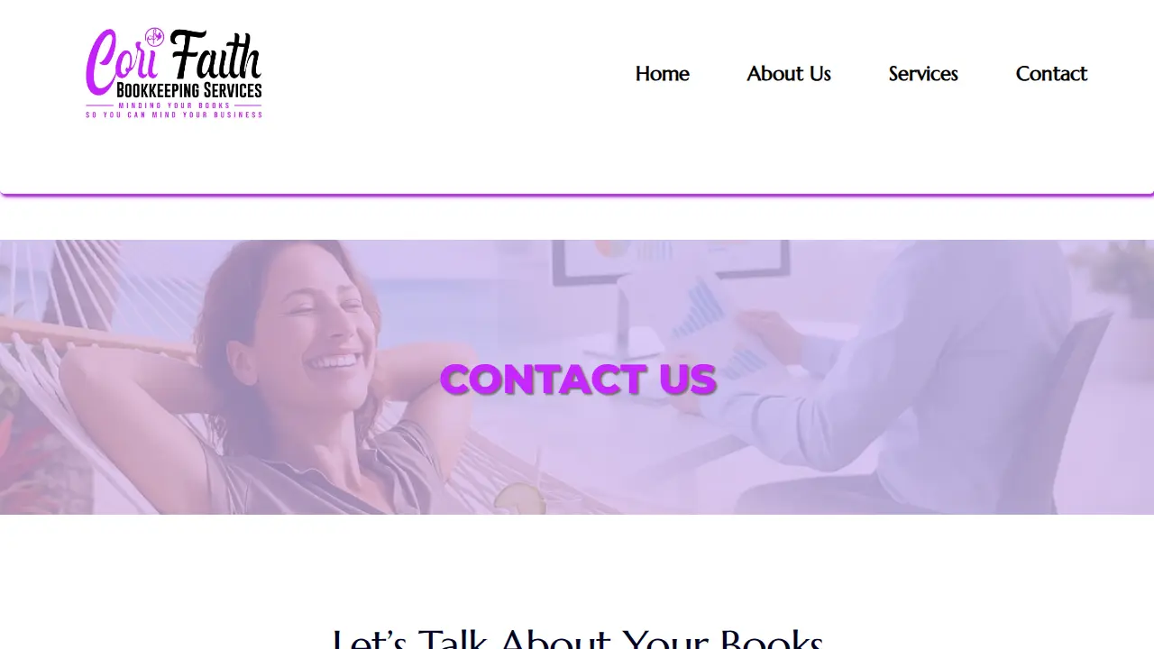 Cori Faith Bookkeeping Services page