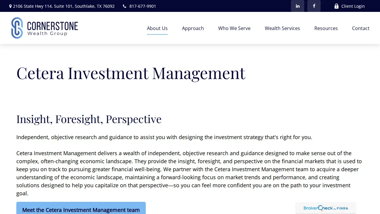 Cornerstone Wealth Group page