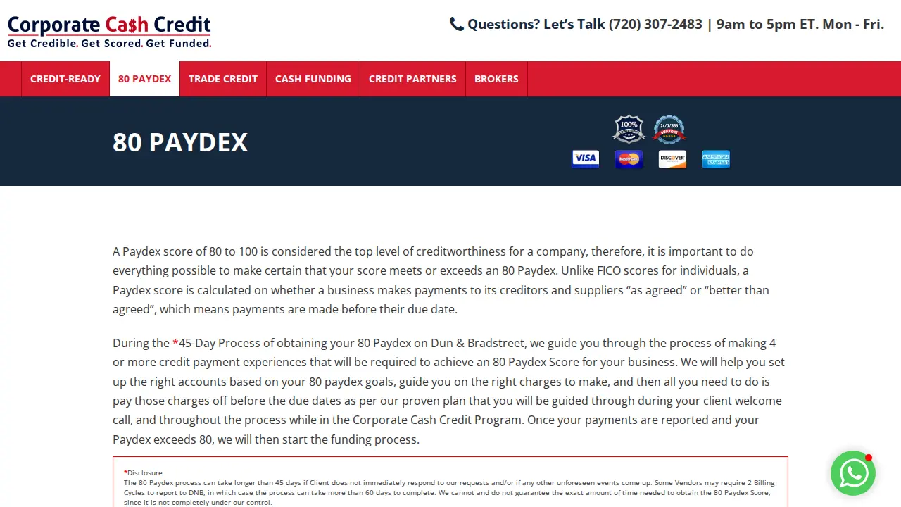 Corporate Cash Credit page