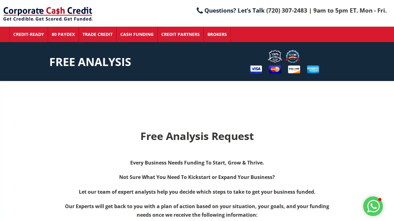 Corporate Cash Credit page