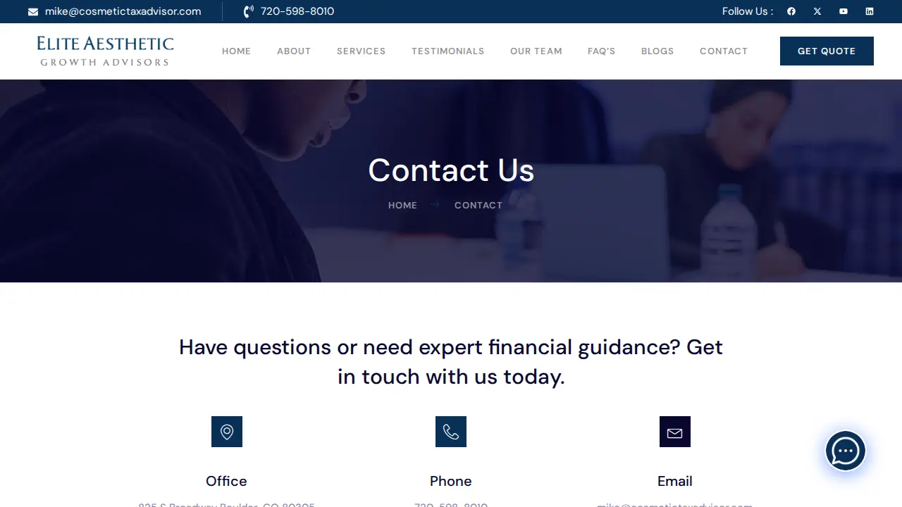 Elite Aesthetic Growth Advisors page