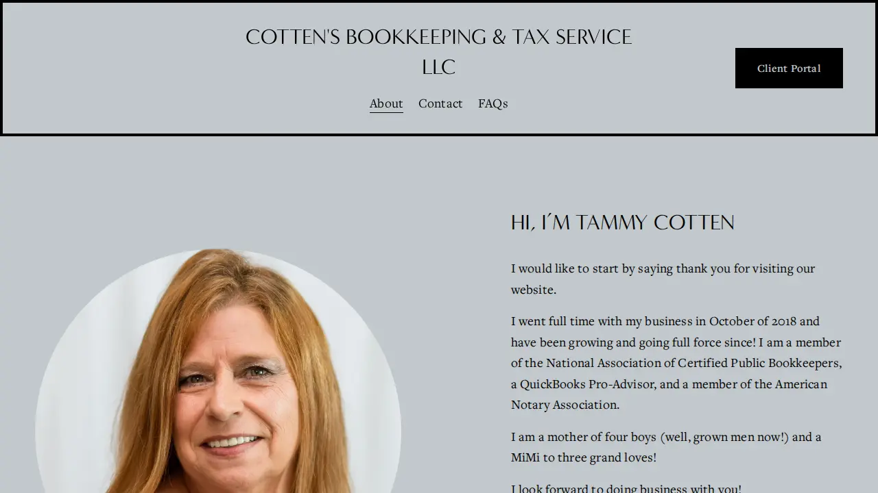 Cotten's Bookkeeping & Tax Service page