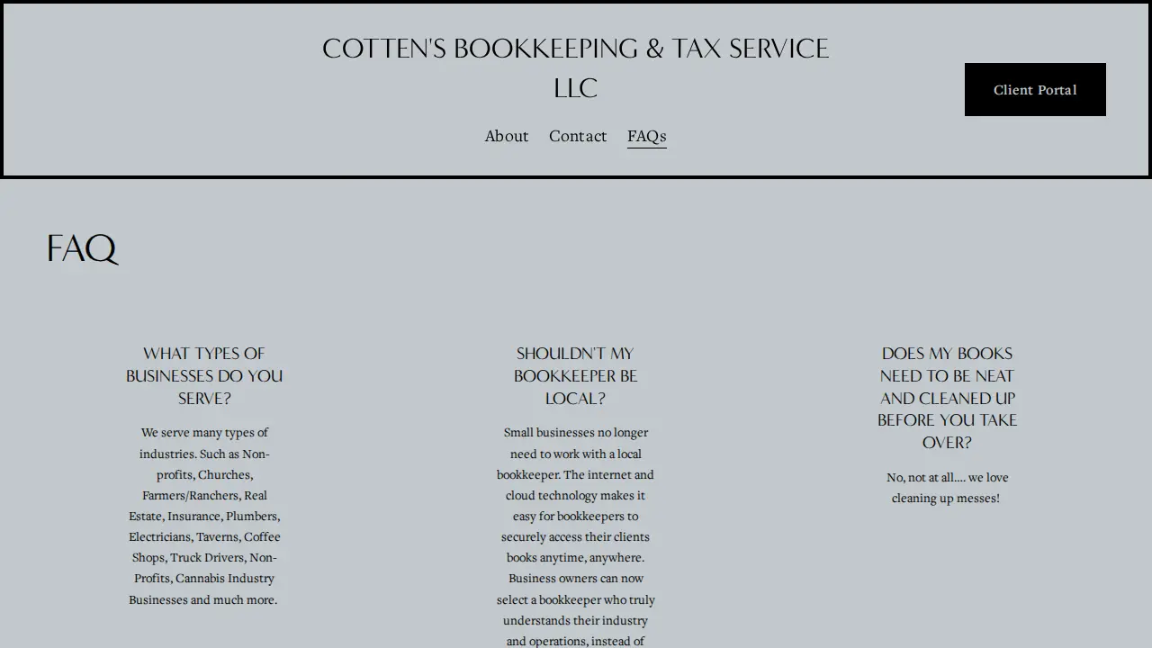 Cotten's Bookkeeping & Tax Service page