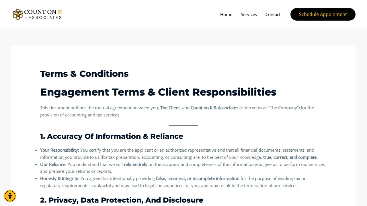 Count on K & Associates page