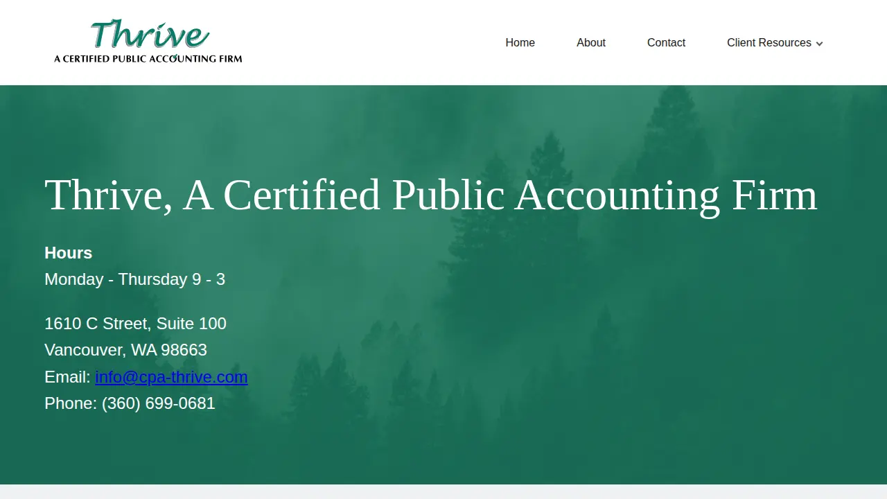 Thrive, A Certified Public Accounting Firm page
