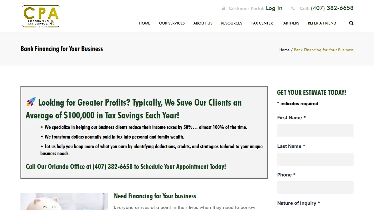CPA Accounting & Tax Services of Orlando page