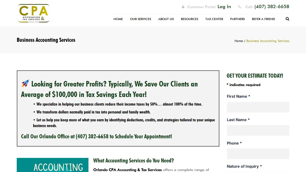 CPA Accounting & Tax Services of Orlando page