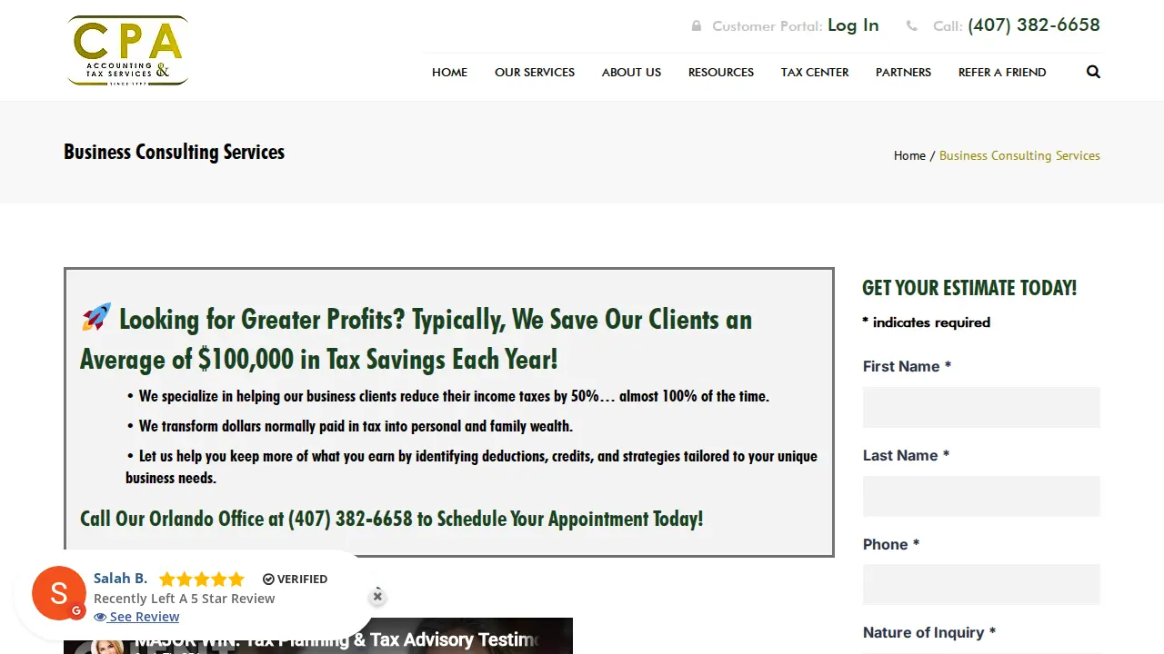 CPA Accounting & Tax Services of Orlando page