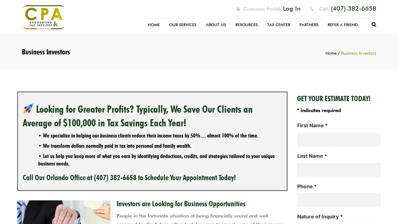 CPA Accounting & Tax Services of Orlando page
