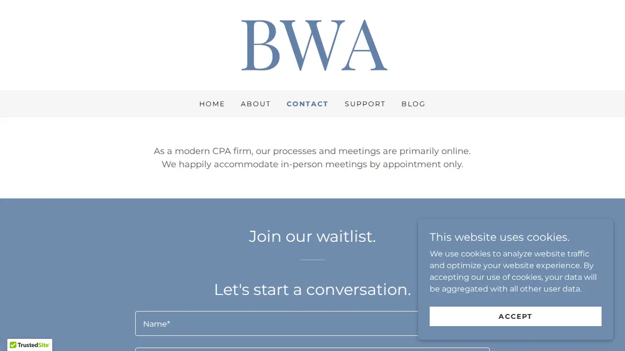 Blue Whale Accounting page