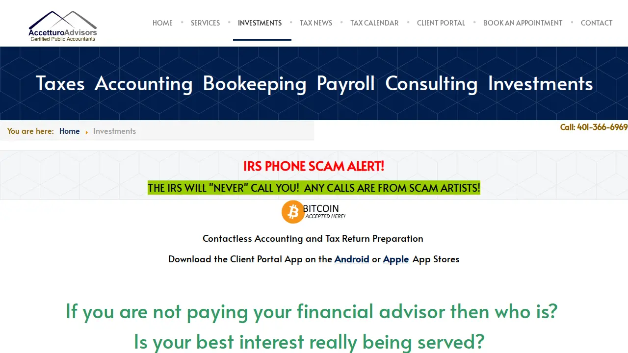 Joseph Accetturo II, CPA / Accetturo Advisors Certified Public Accountants page