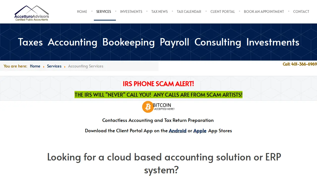 Joseph Accetturo II, CPA / Accetturo Advisors Certified Public Accountants page