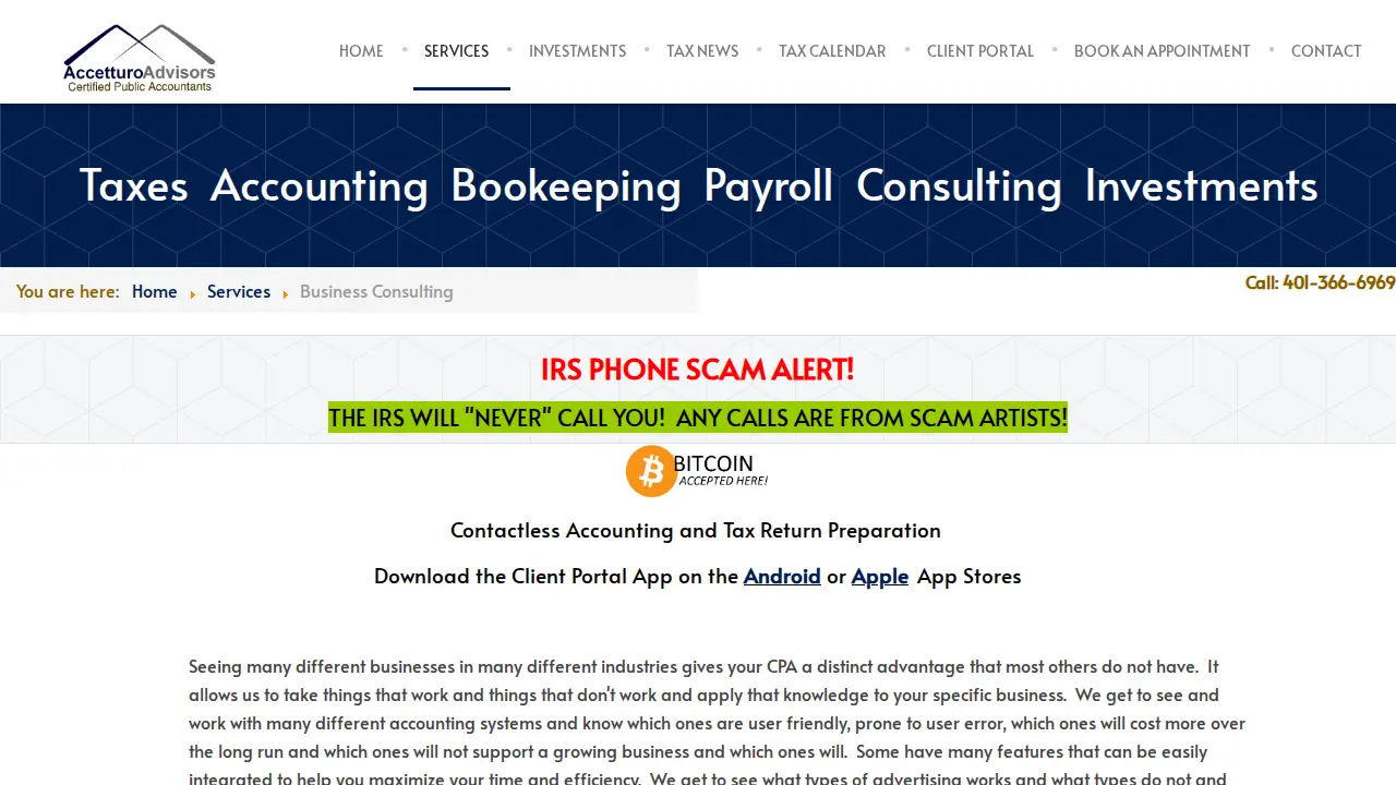 Joseph Accetturo II, CPA / Accetturo Advisors Certified Public Accountants page
