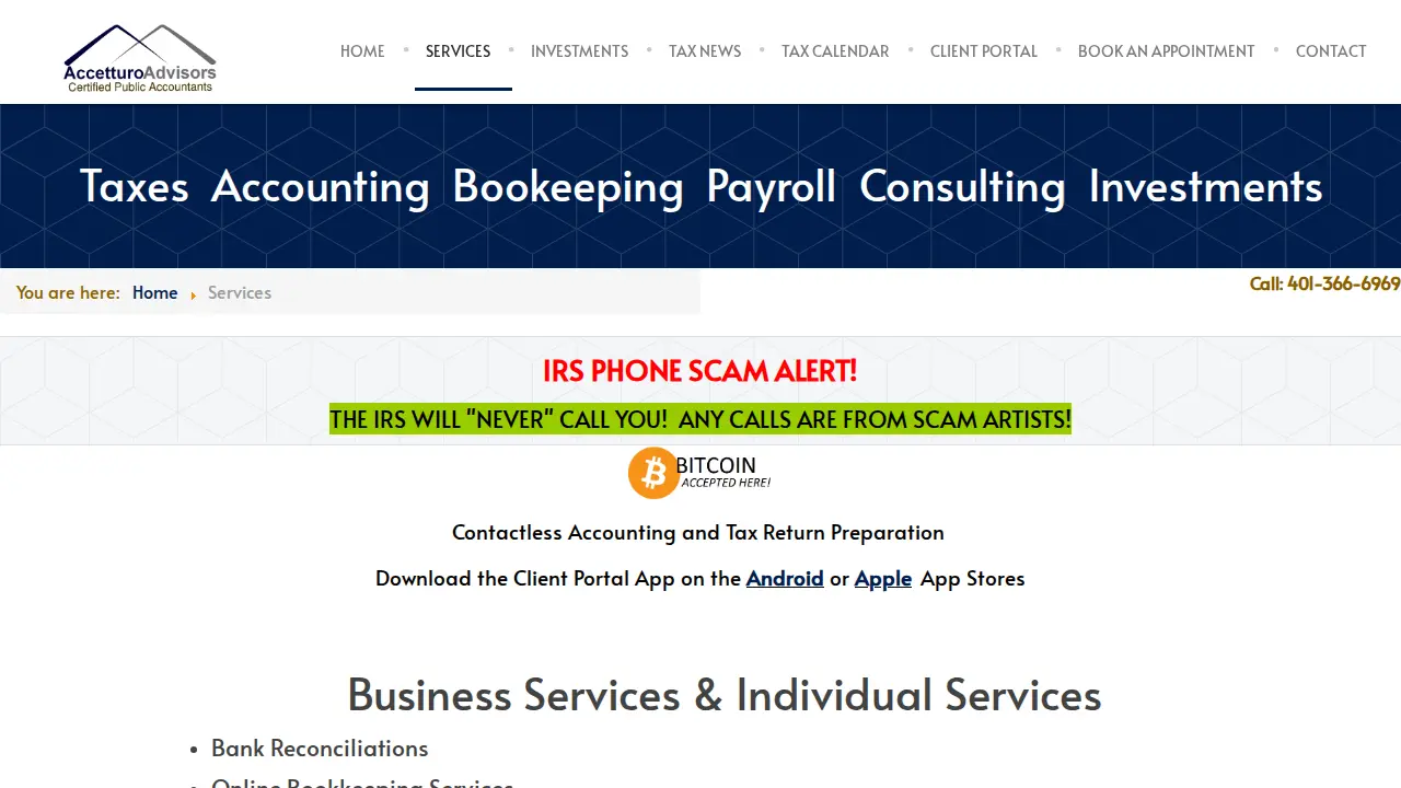 Joseph Accetturo II, CPA / Accetturo Advisors Certified Public Accountants page