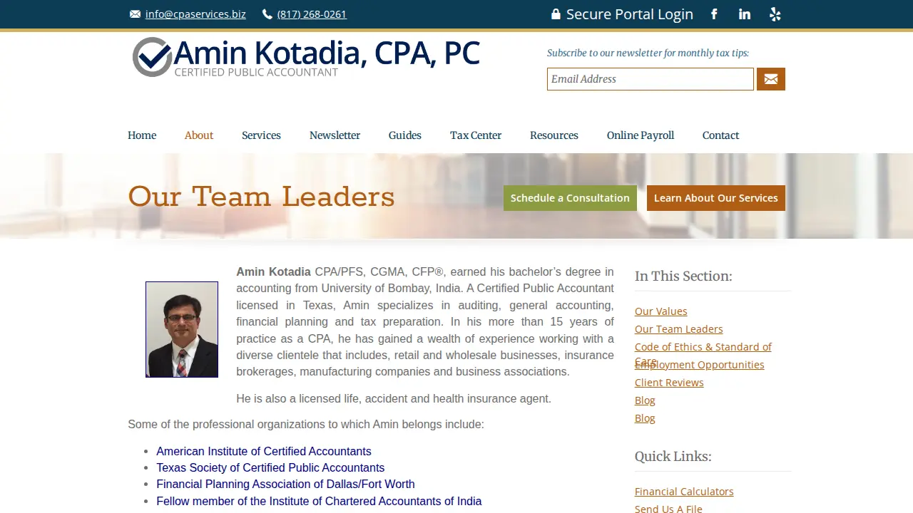 Amin Kotadia, CPA, PC page