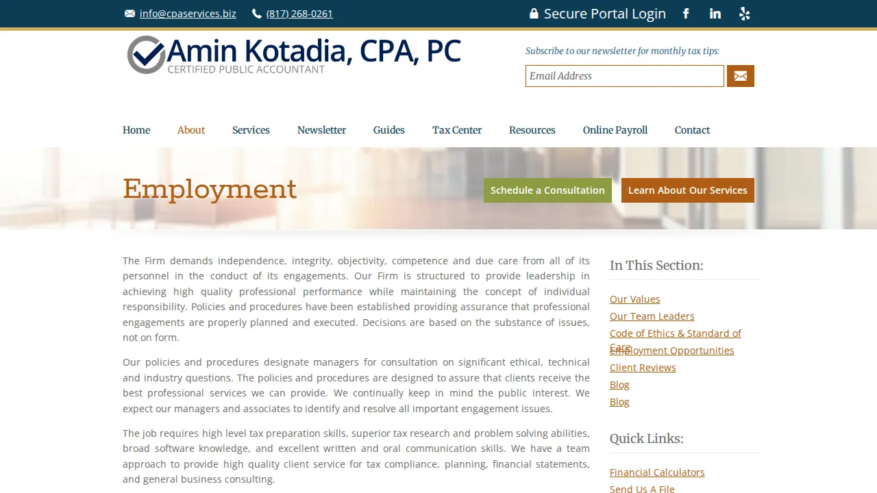 Amin Kotadia, CPA, PC page