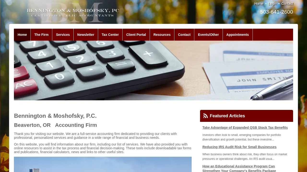 Bennington & Moshofsky, P.C. page