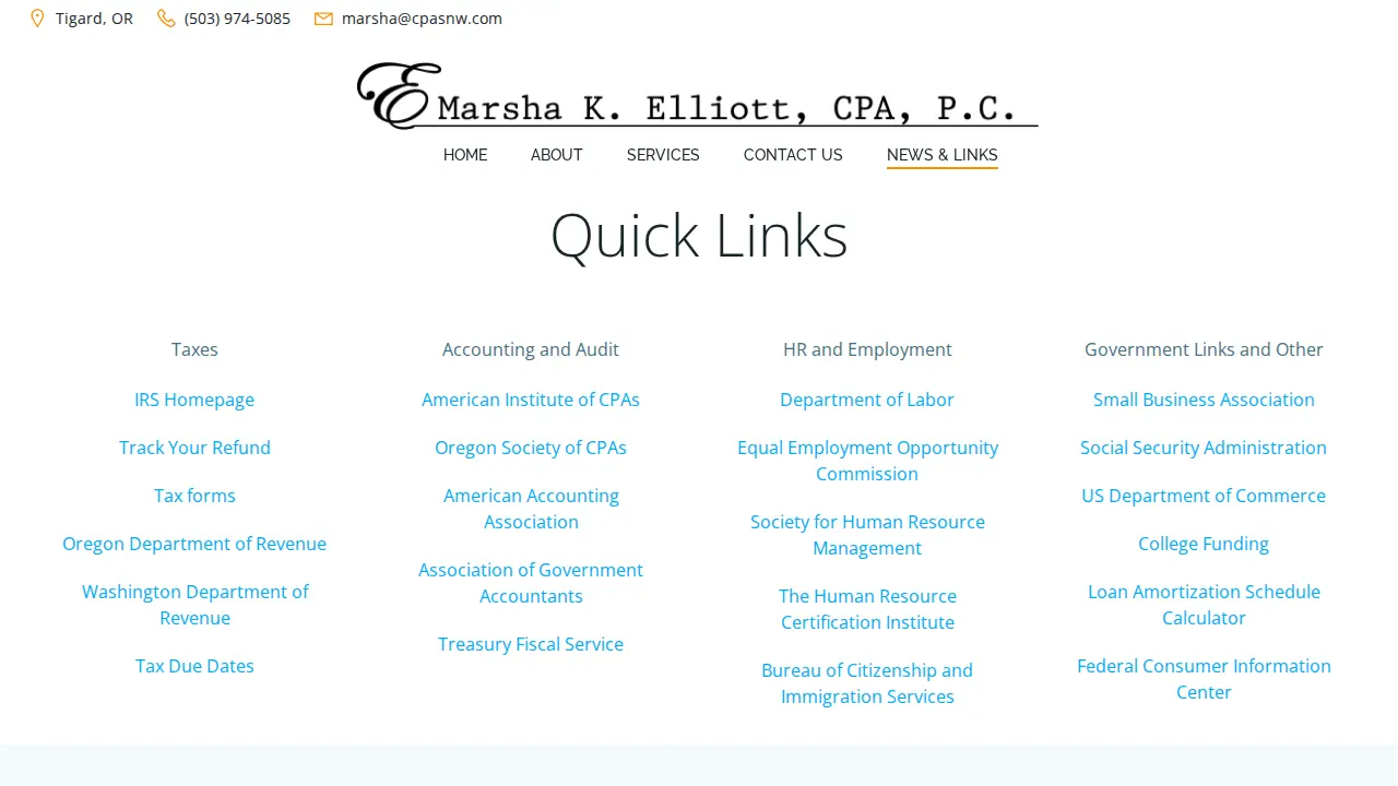 Marsha K Elliott PC page