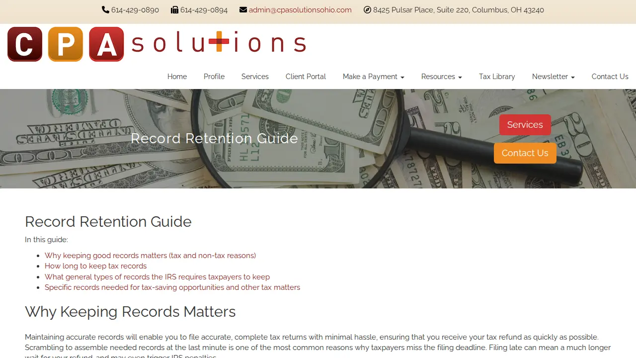 CPA Solutions page
