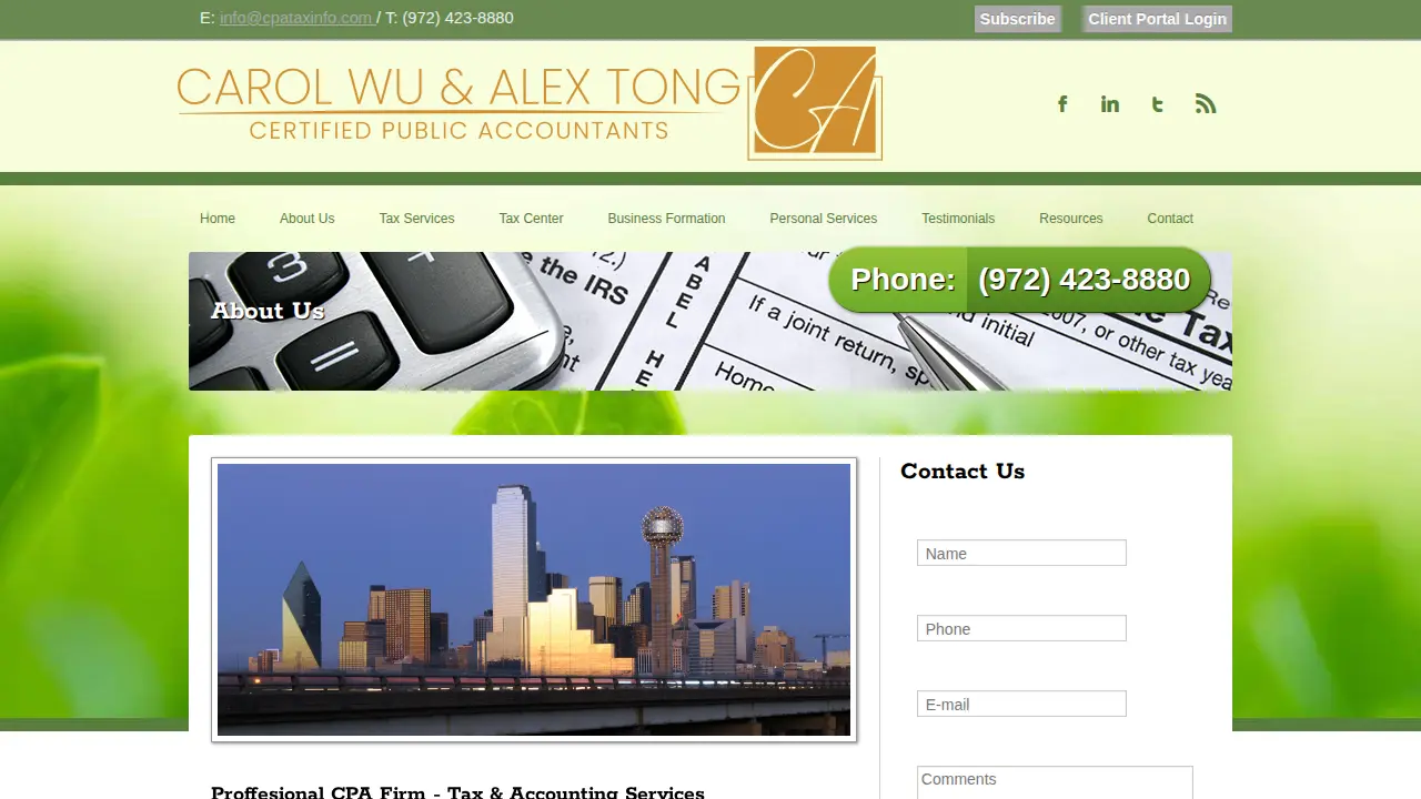 Carol Wu & Alex Tong CPAs page