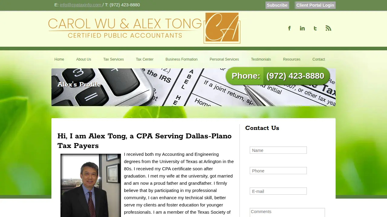 Carol Wu & Alex Tong CPAs page